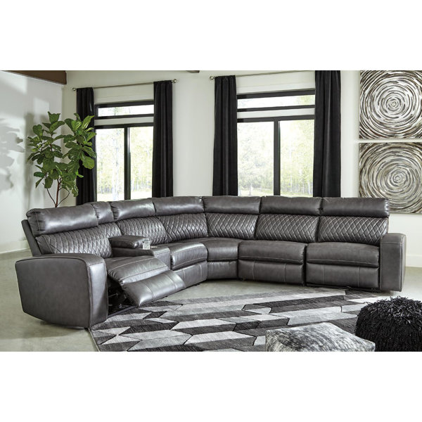 Winston Porter Jandrain 6 Piece Upholstered Reclining Sectional Wayfair